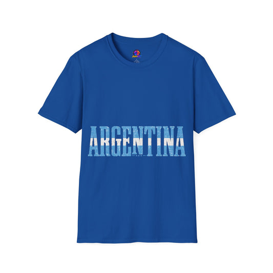 Argentina Stencil Tee — Horizontal Blue Text Argentina T-Shirt