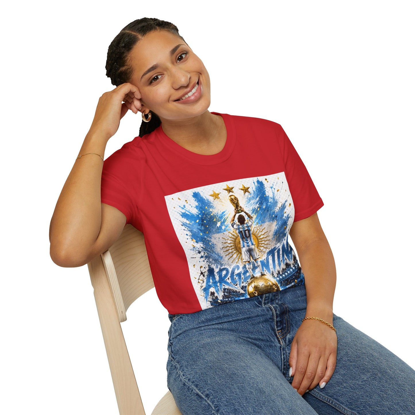 Argentina World Champions T‑Shirt — Soccer World Cup 3 Stars Tribute