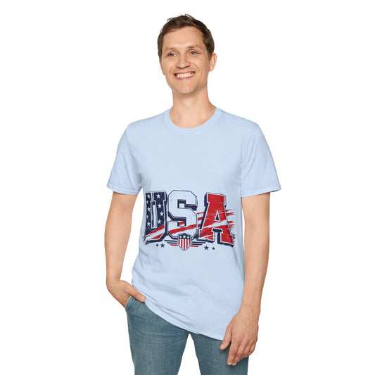 USA Flag Graphic T-Shirt — Patriotic Red White & Blue Tee