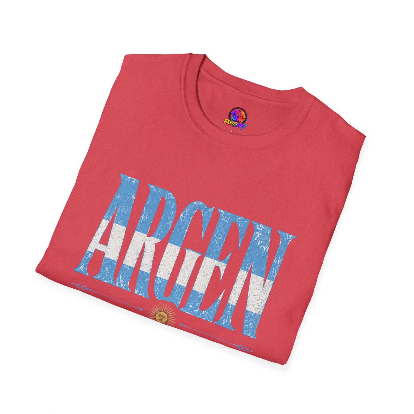 Argentina Flag Graphic T‑Shirt — Vintage Blue Distressed Typography