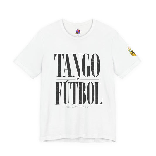 Argentina - Tango y Fútbol Graphic Tee - Bold Serif Soccer & Dance Shirt
