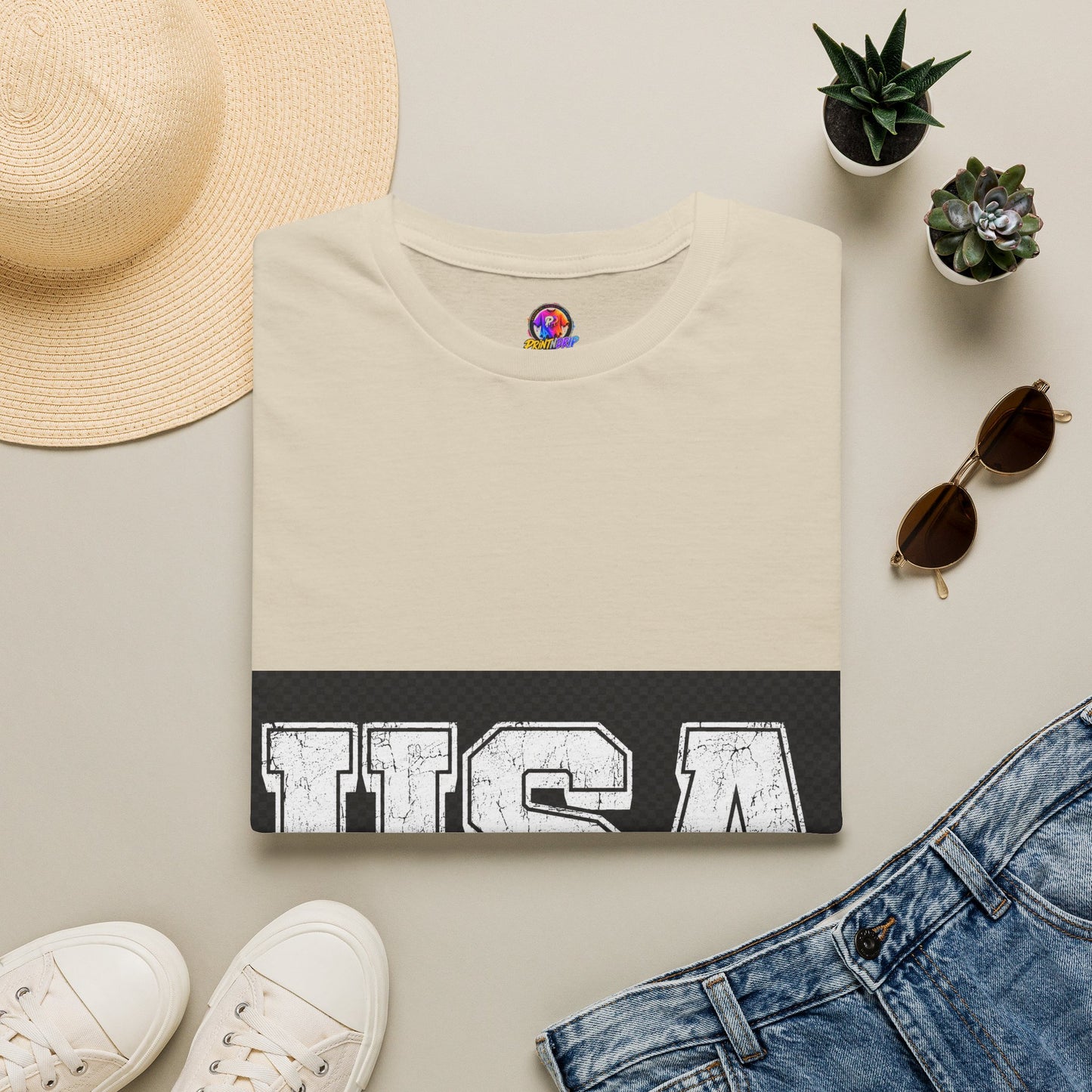 USA Vintage Block T-Shirt — Patriotic Americana Graphic Tee