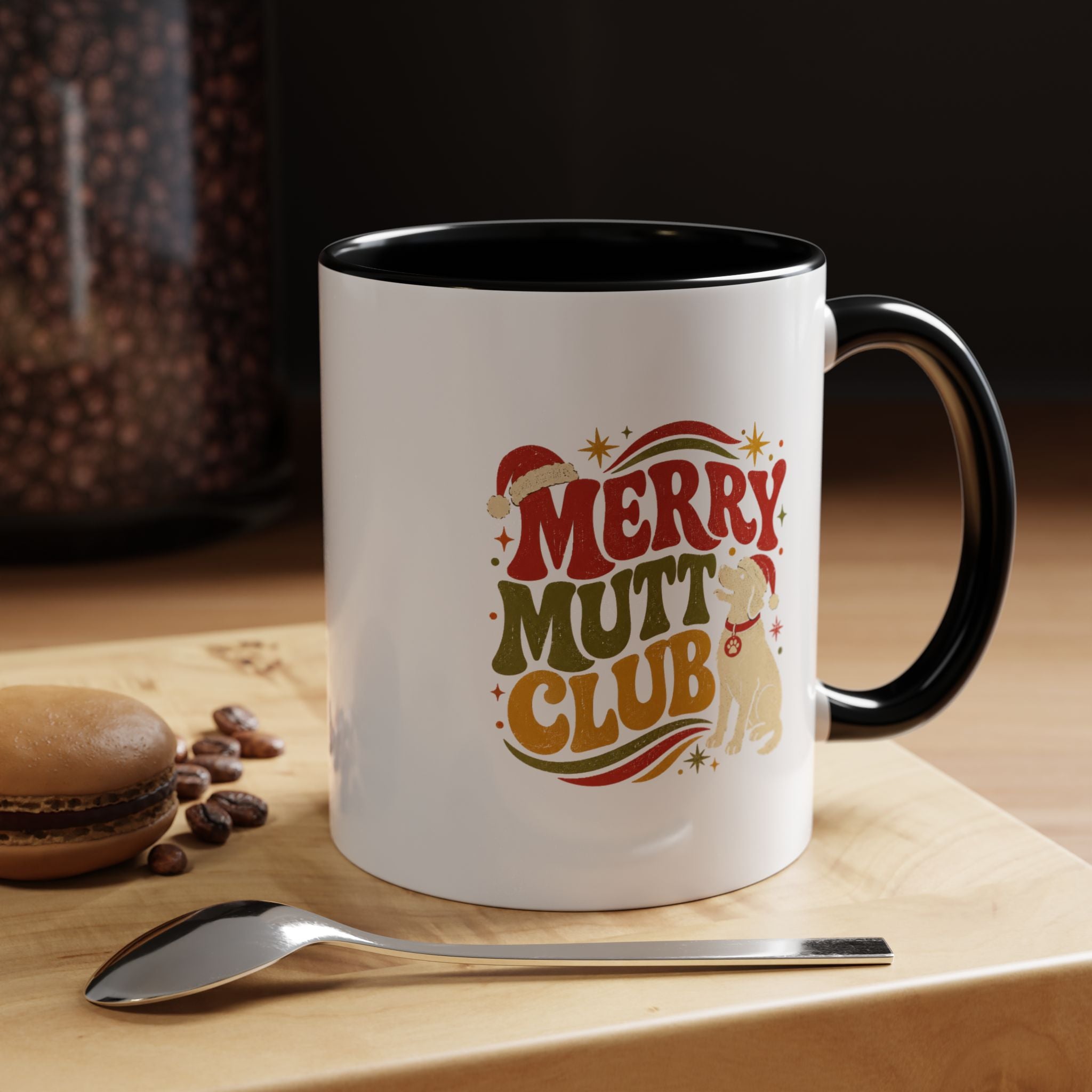 Modern Day Christmas Merry Mutt Club Accent Coffee Mug — Festive Dog Lover Holiday Gift