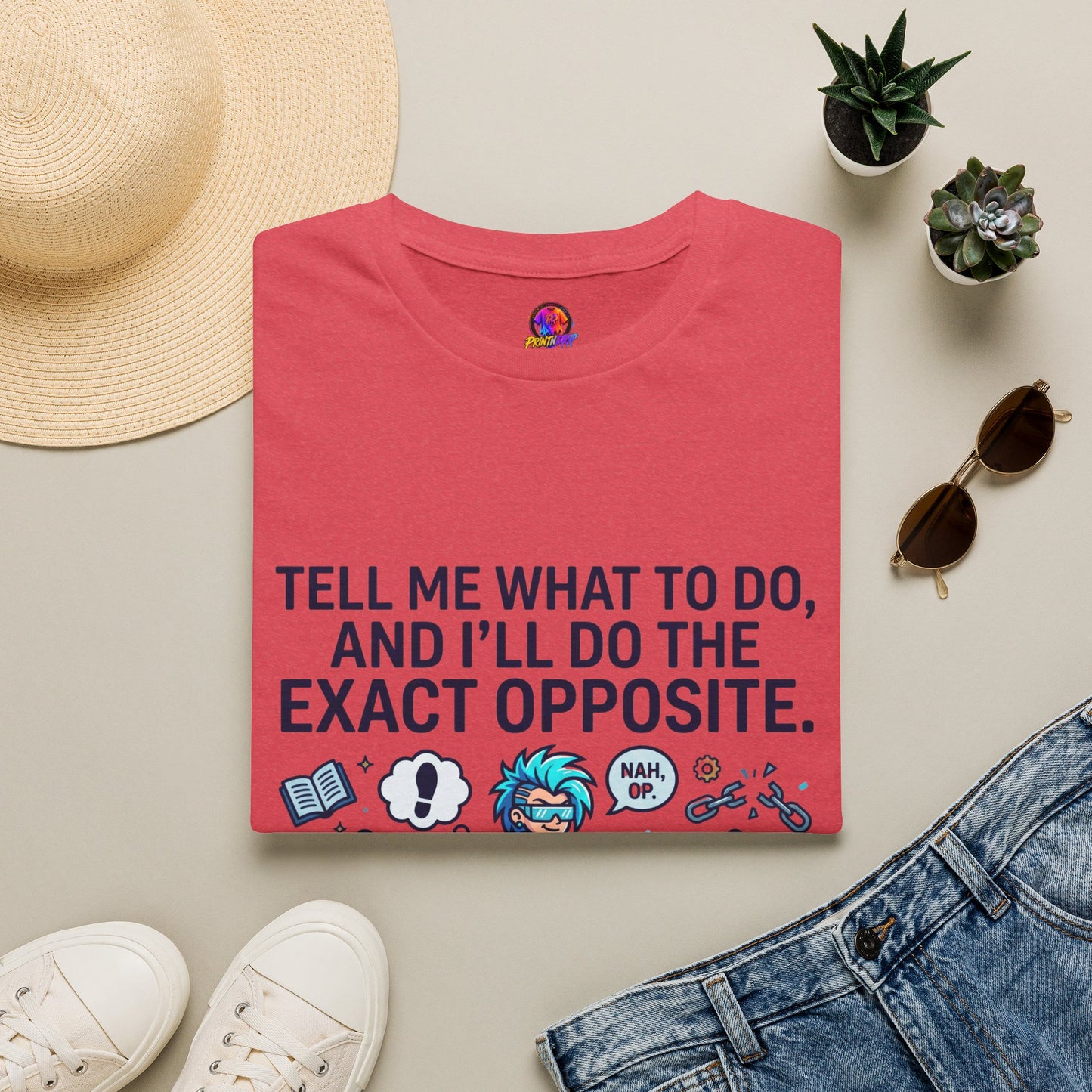 T-Shirt — “Tell Me What To Do, And I’ll Do The Exact Opposite” Funny Rebellious Tee (Aquarius)