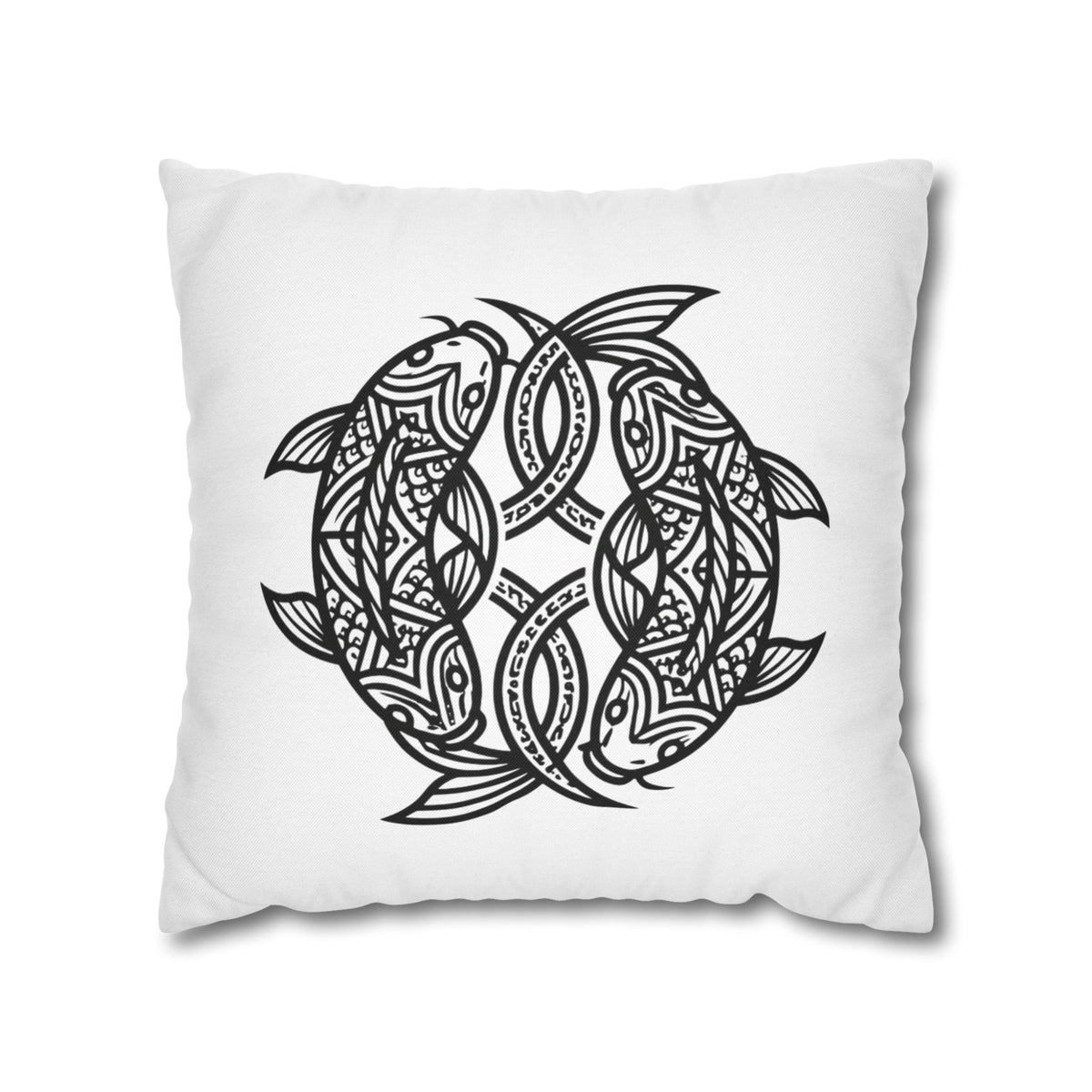 Pisces Celtic Koi Fish Decorative Pillowcase — Tribal Circle Fish Throw Pillow