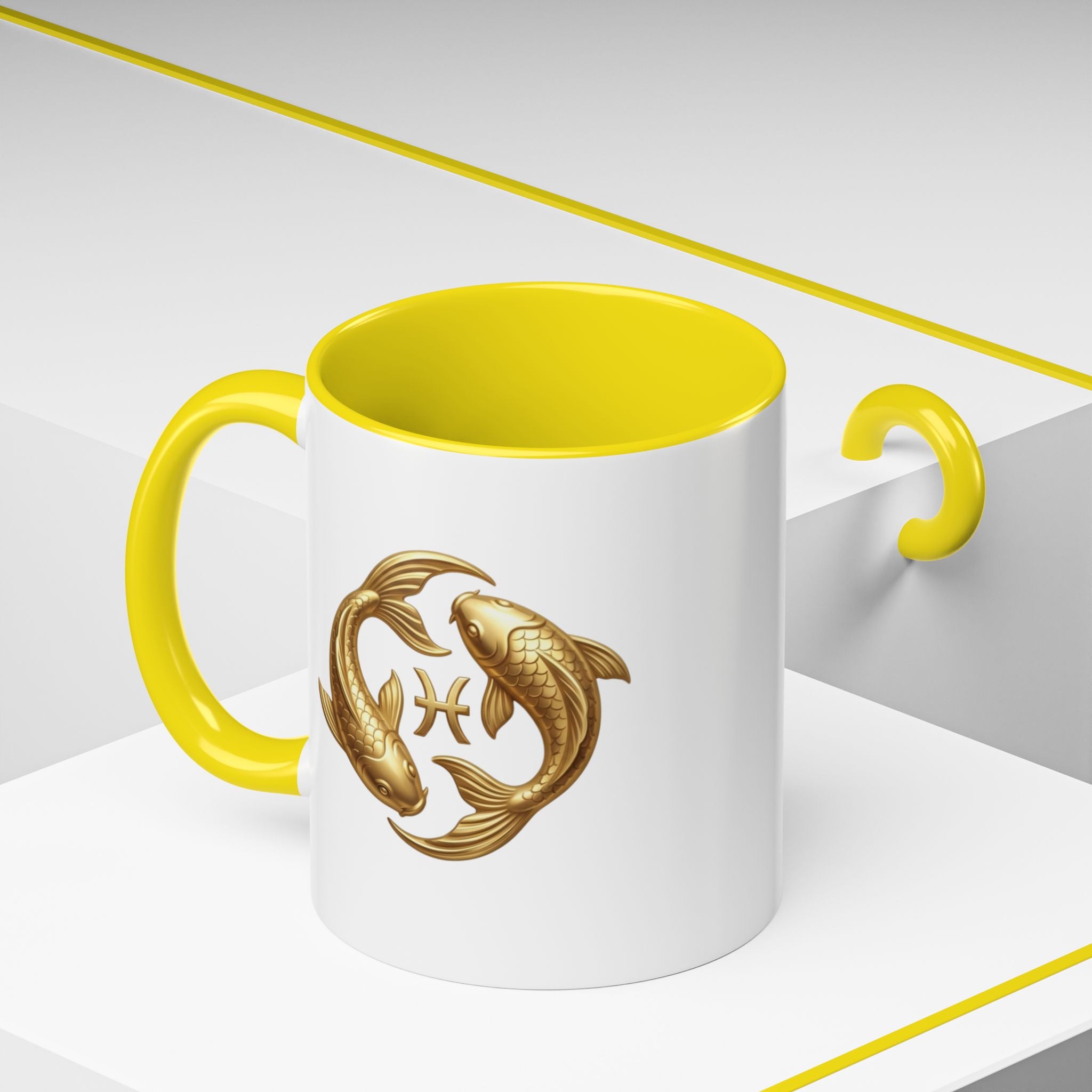 Pisces Zodiac Coffee Mug – Gold Koi Fish Horoscope Accent Mug