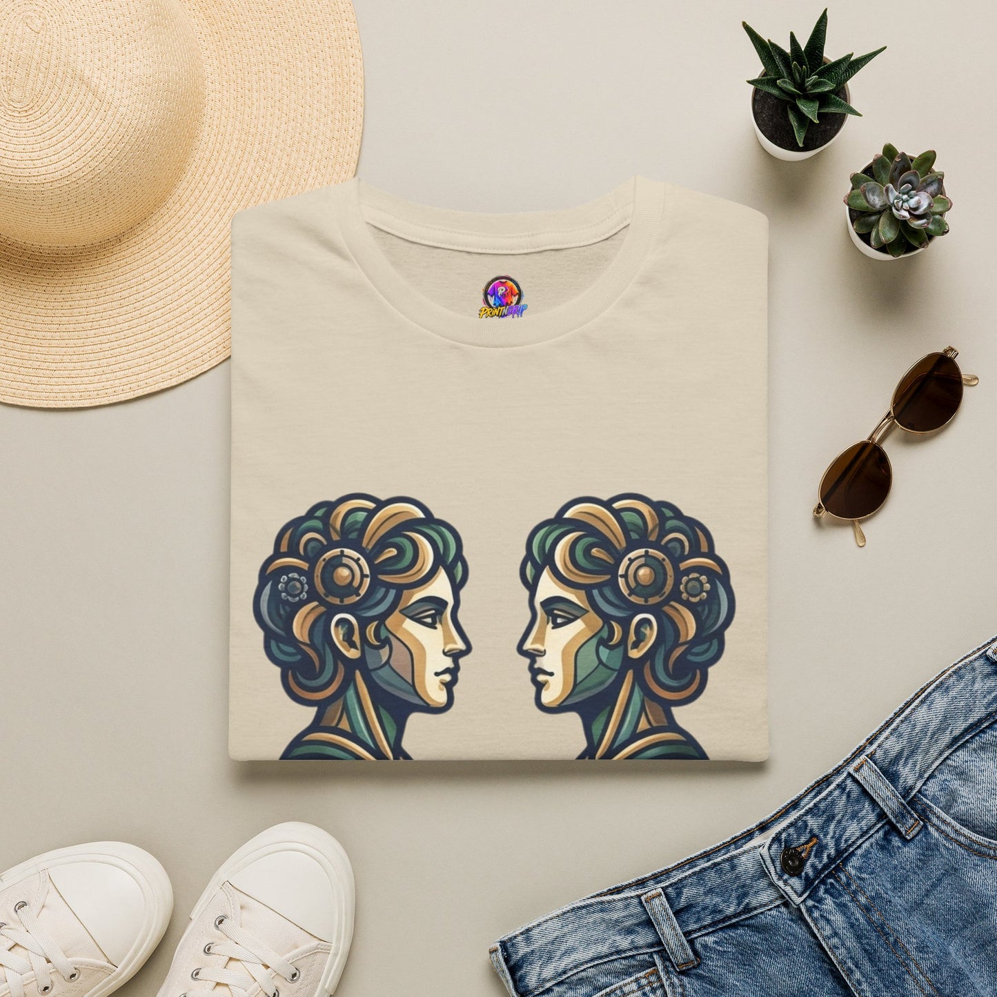 Gemini Zodiac T‑Shirt — Vintage Twins Astrology Tee ("Gemini: Jack of All Trades")