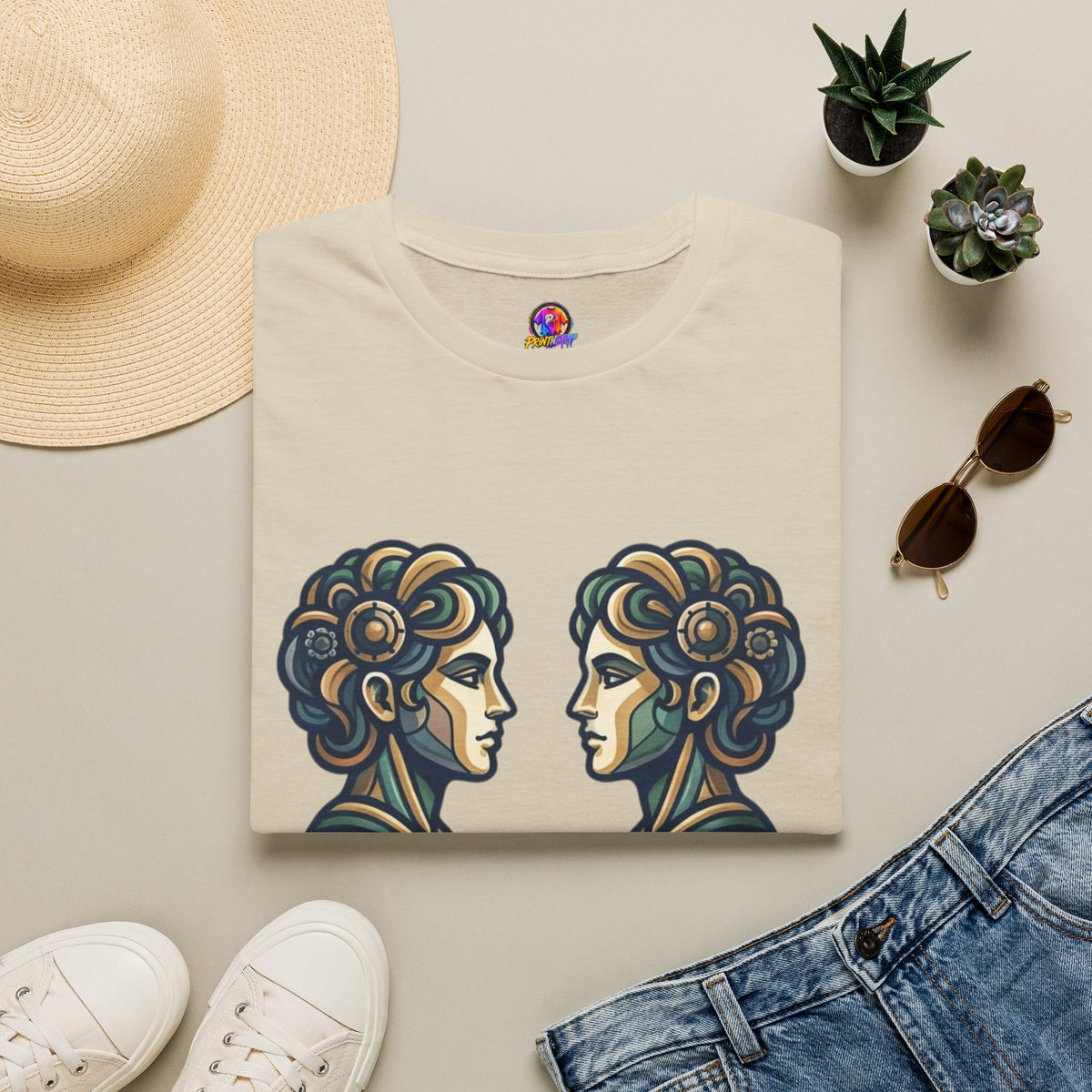 Gemini Zodiac T‑Shirt — Vintage Twins Astrology Tee ("Gemini: Jack of All Trades")