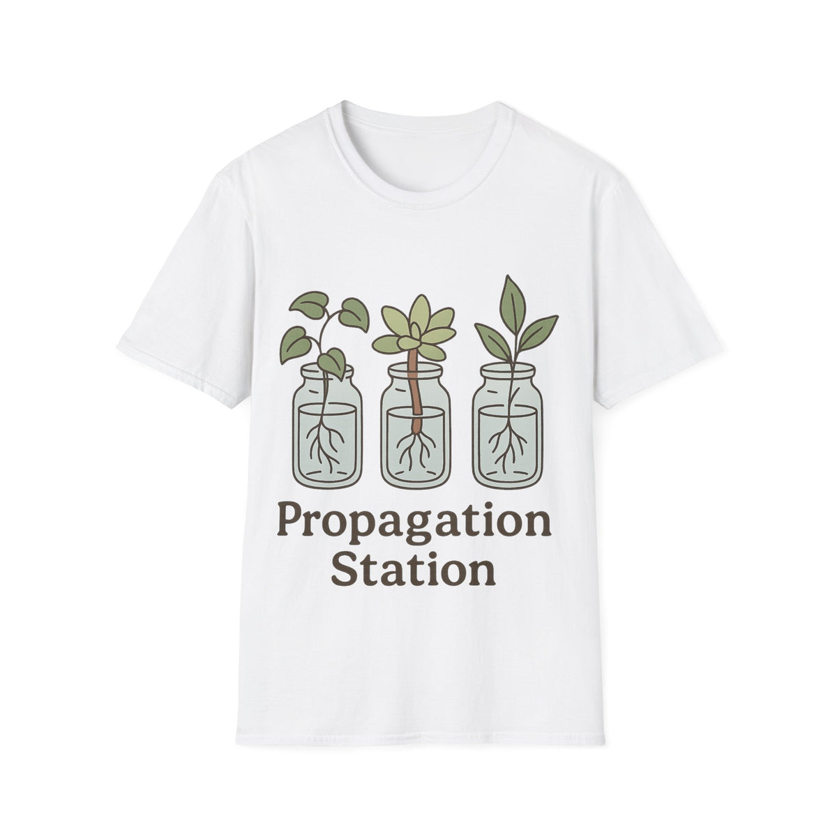"Propagation Station" Cute Mason Jar Sprout Tee - Aesthetic Botanical Plant Parent White T-Shirt - Trending Now - September 2026