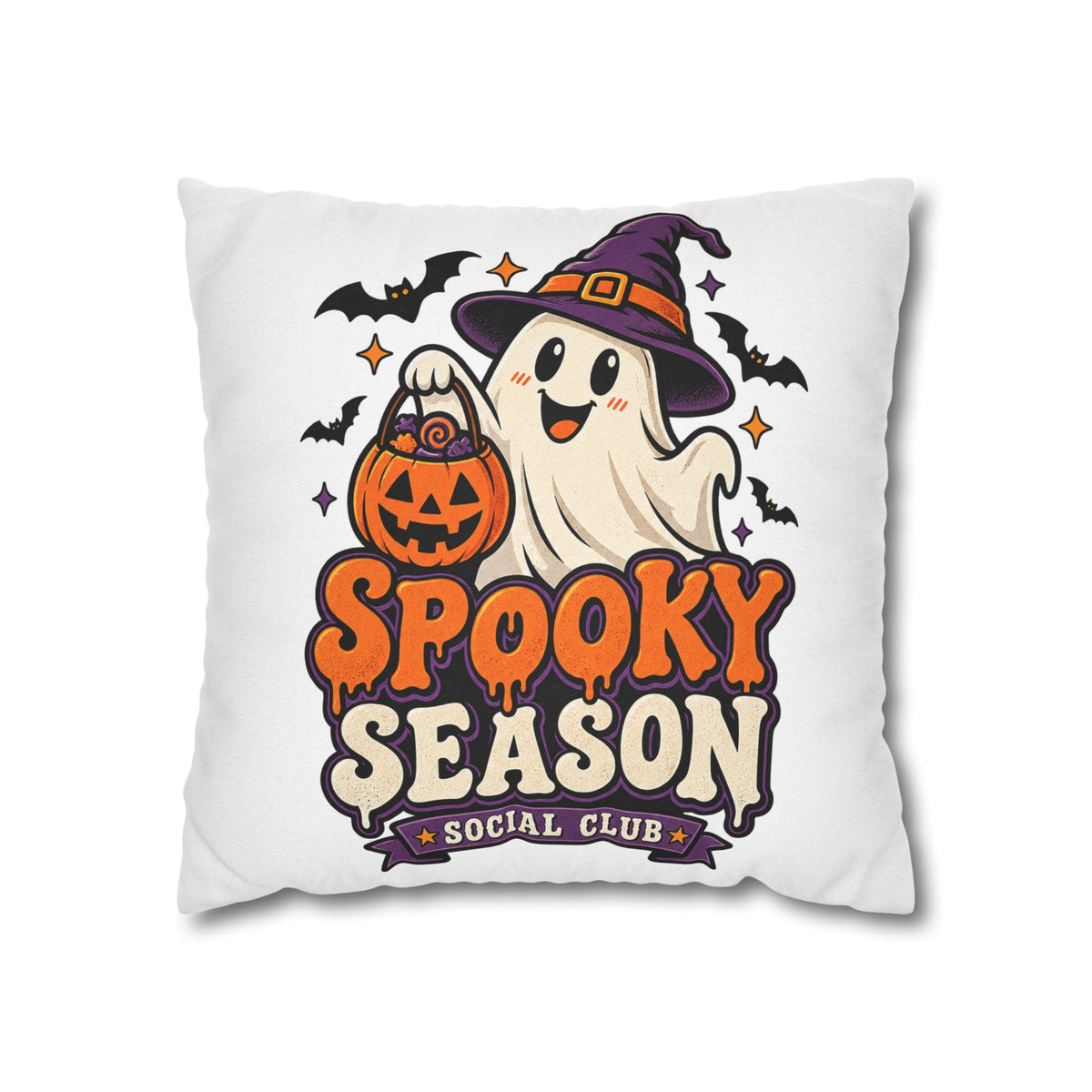 Spooky Season Pillow Cover — Halloween Ghost Pumpkin Decorative Throw Pillowcase