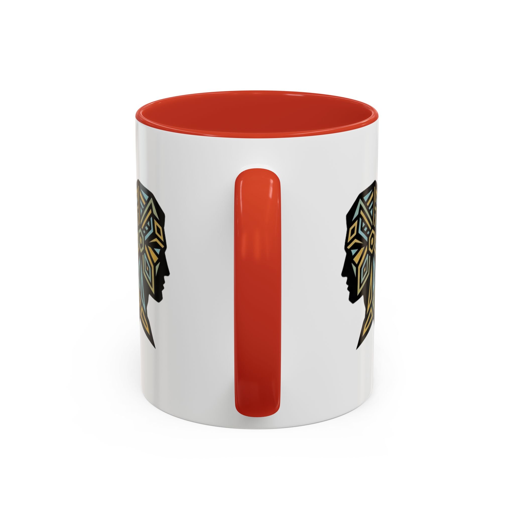 Geometric Elephant Accent Coffee Mug — Tribal Mosaic Design