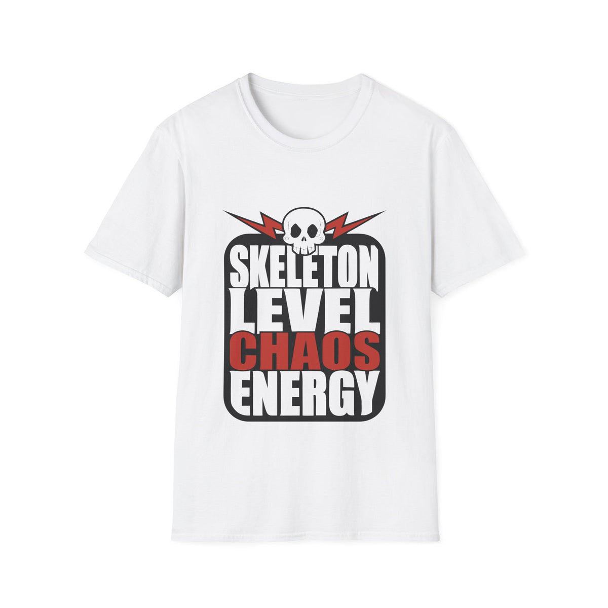 Skeleton Level Chaos Energy Skull Lightning Bolt T-Shirt - Edgy Alt Streetwear Graphic Tee - Trending Now - September 2026