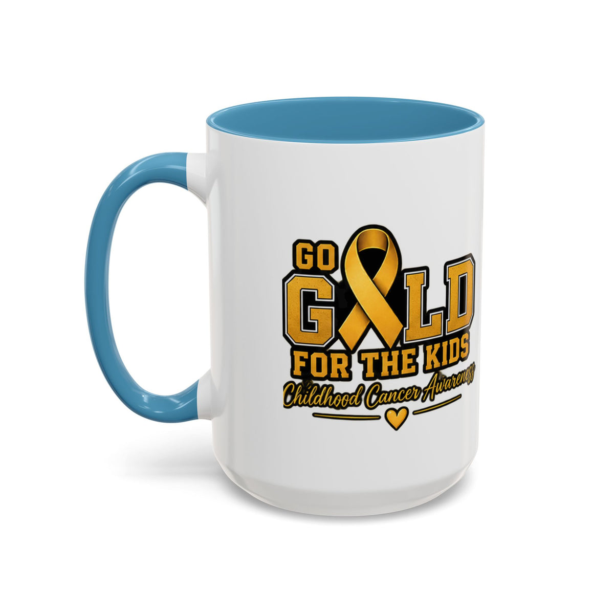 Gold For The Kids Coffee Mug — Childhood Cancer Awareness Accent Mug (11/15oz)
