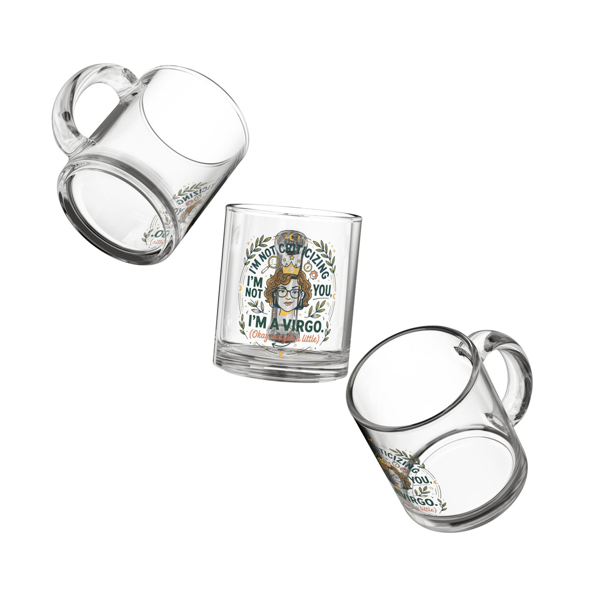 Virgo Glass Mug — “I’m Not Criticizing, I’m a Virgo” Astrological Coffee Cup