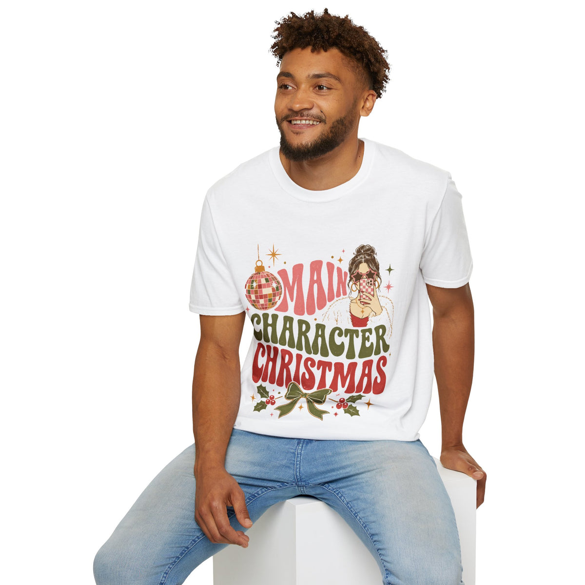 Christmas T-Shirt — "Main Character Christmas" Graphic Tee (Holiday Mom Aesthetic)