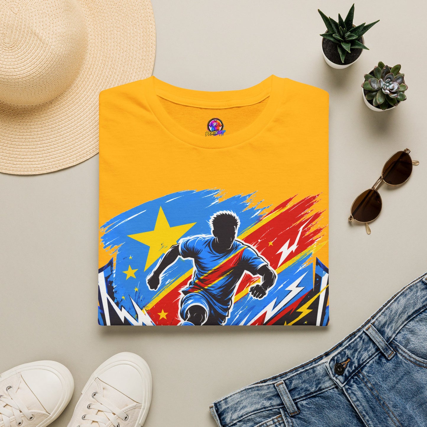 Congo Soccer T-Shirt — Congo Blue Rise Football Fan Tee