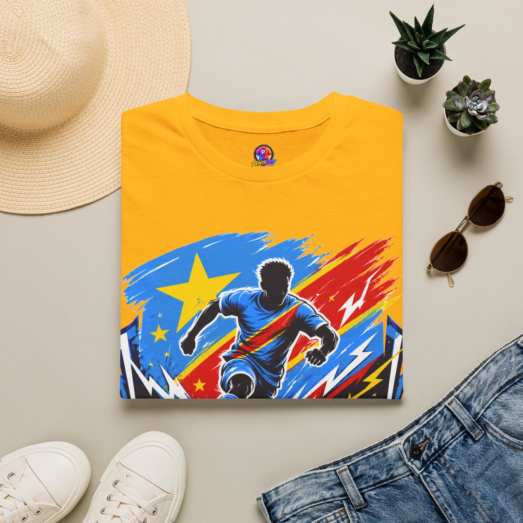 Congo Soccer T-Shirt — Congo Blue Rise Football Fan Tee