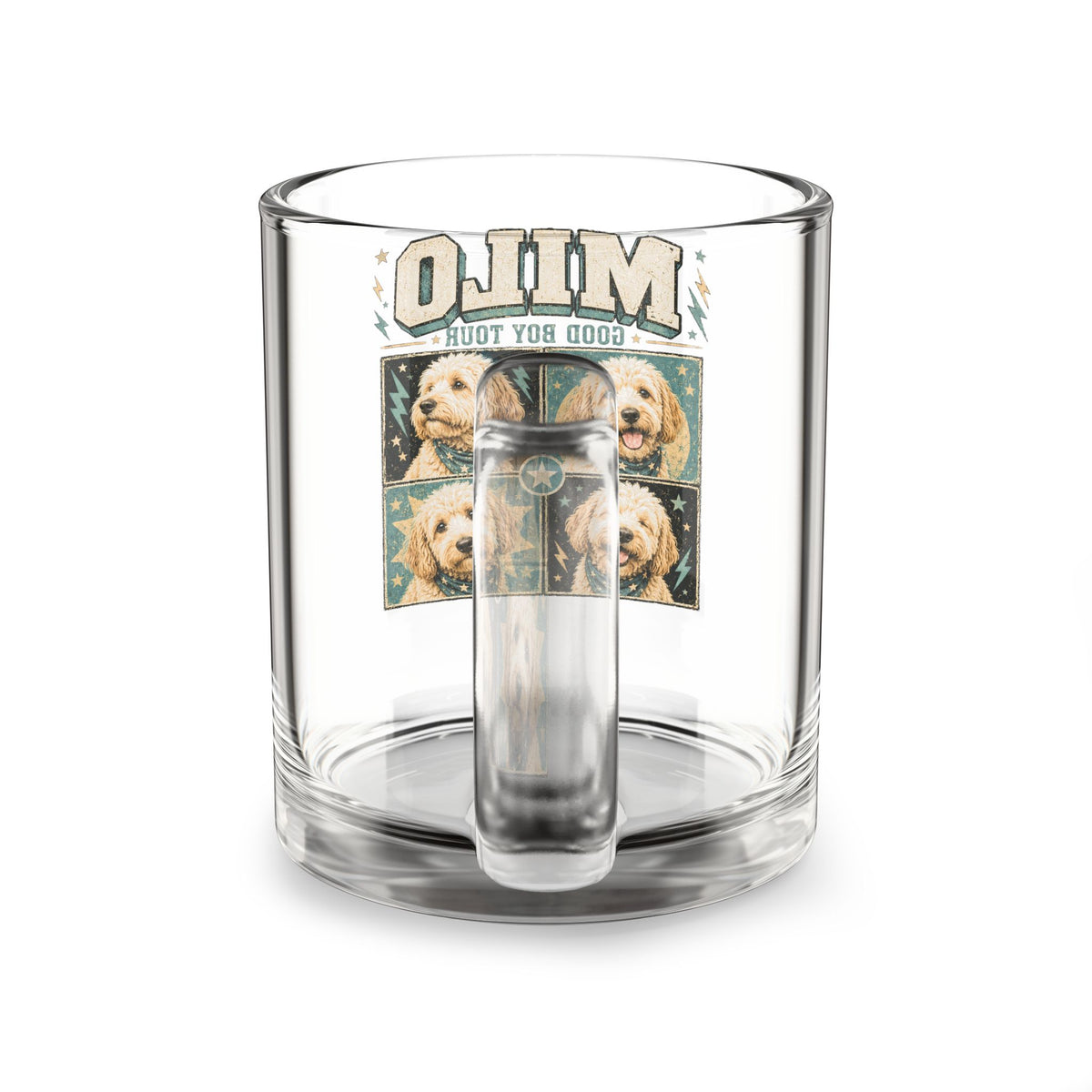 Glass Mug — "Milo: Good Boy Tour" Photo Dog Glass Coffee Mug Milo Bailey Dog Dad Mom  Glass Mug 10 oz