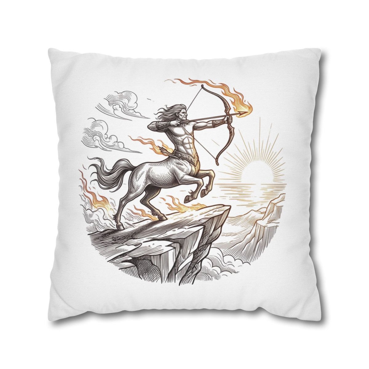Sagittarius Centaur Archery Throw Pillow - Zodiac Mythology Decorative Pillowcase
