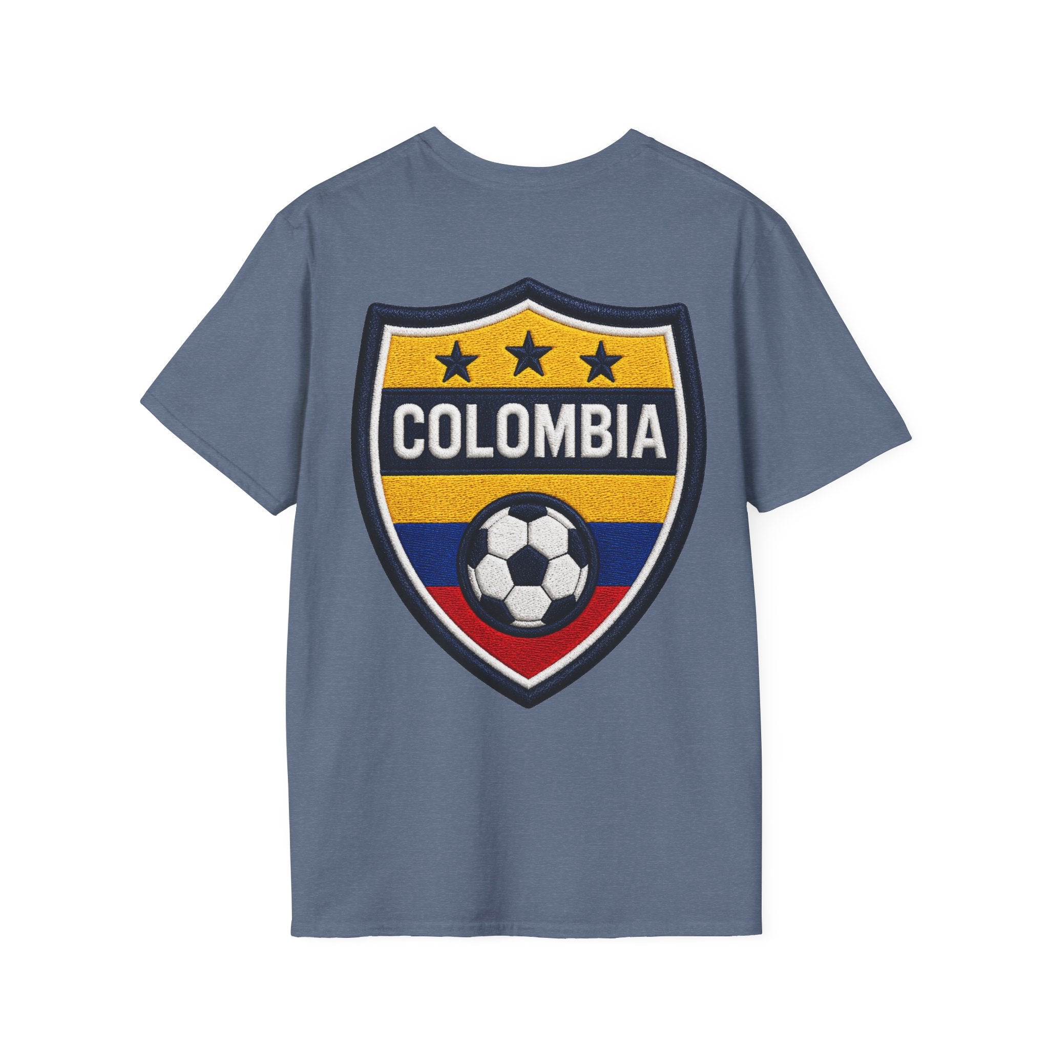 Columbia Soccer Player Graphic T-Shirt — "Golden Rhythm" Vibrant Beach Soccer Tee