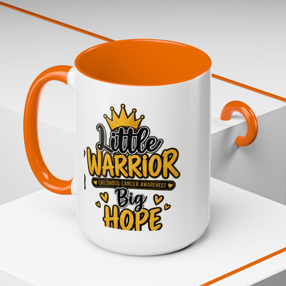 Little Warrior Childhood Cancer Awareness Coffee Mug – "Big Hope" Accent Mug