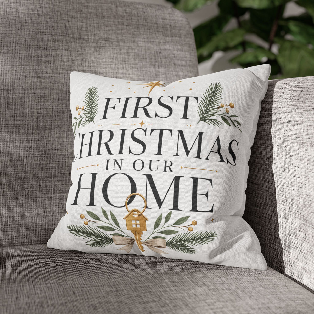 First Christmas In Our Home Pillowcase — Holiday Decorative Throw Pillow Cover