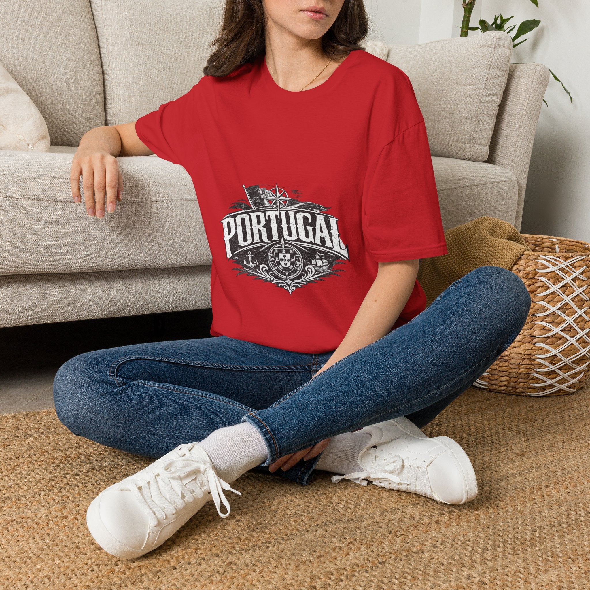 Portugal Vintage Compass T-Shirt — Nautical Travel Souvenir