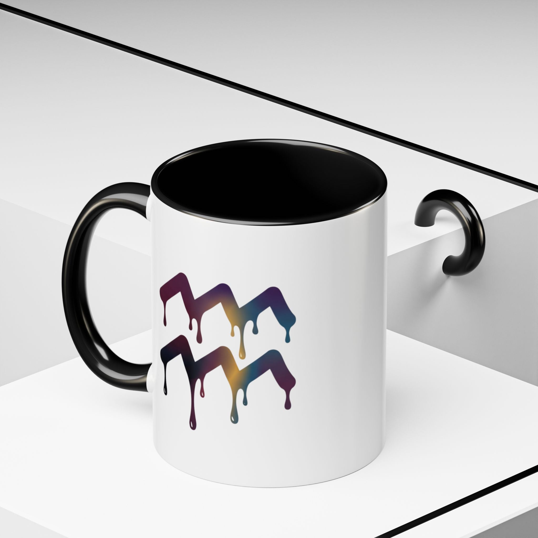 Dripping Rainbow Chevron Accent Coffee Mug — Colorful Gradient Art