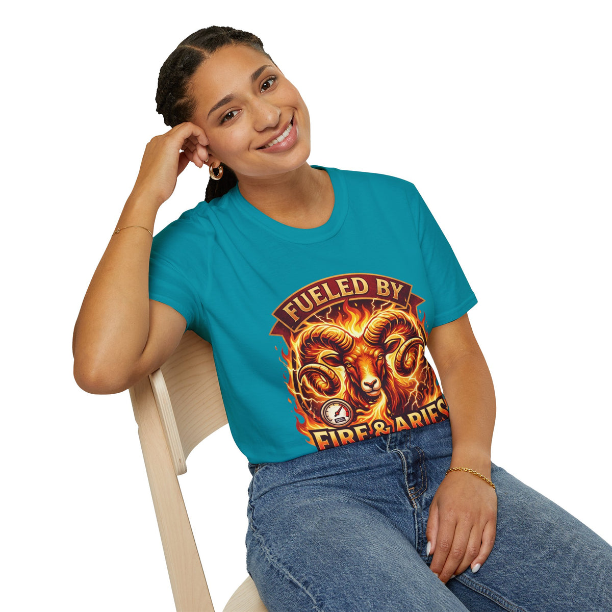 Aries Zodiac Fueled By Fire & Aries Energy T-Shirt — Zodiac Ram Graphic Tee
