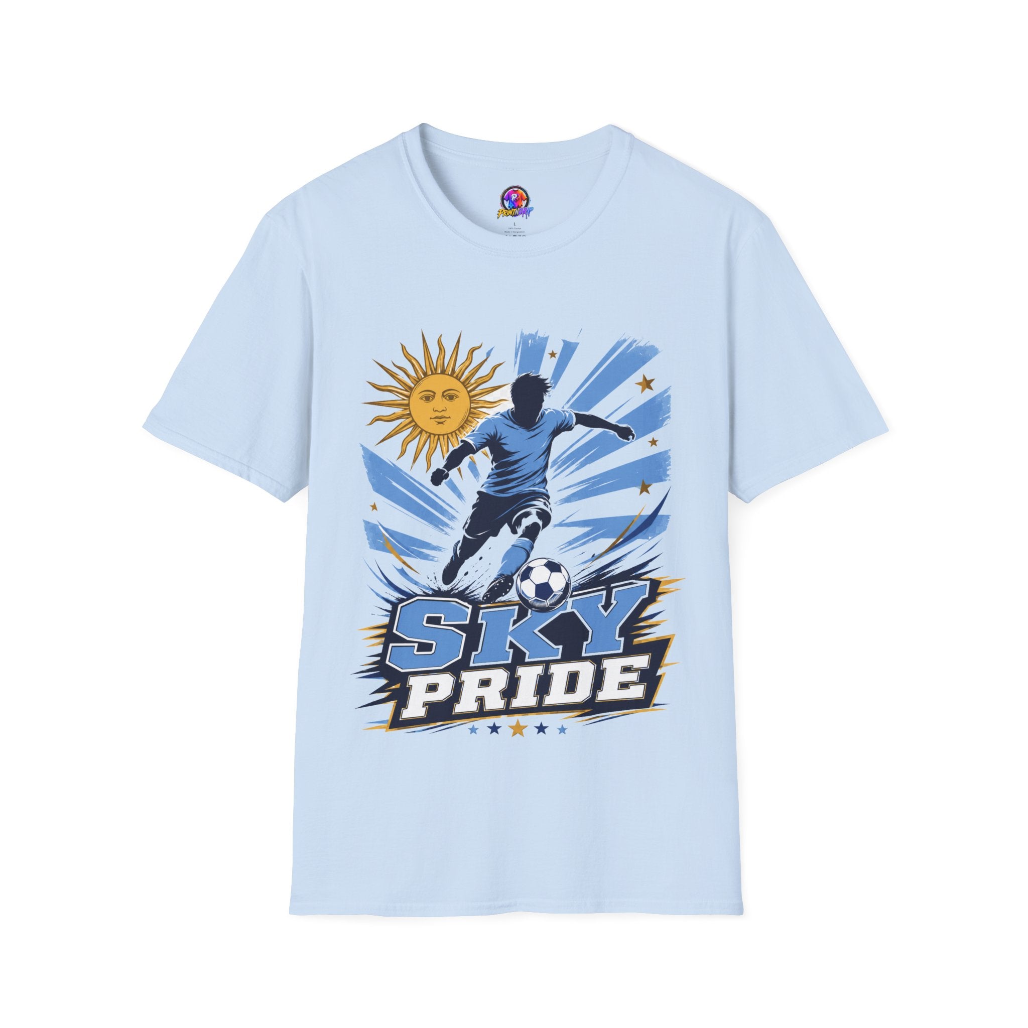 Uruguay Soccer Sky Pride T-Shirt — Argentina Sun Football Graphic Tee