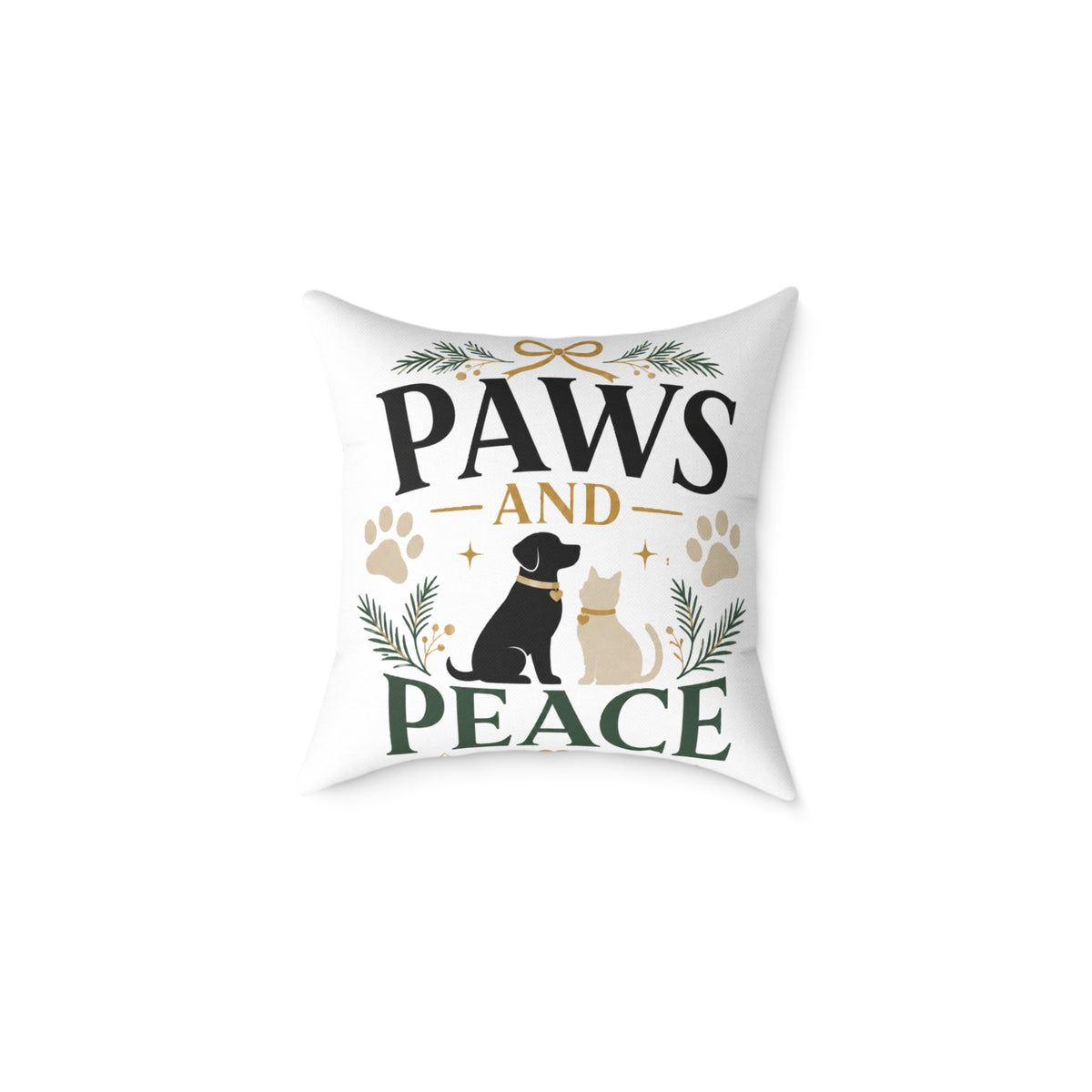 Christmas Paws and Peace Holiday Throw Pillow — Dog & Cat Christmas Decorative Cushion
