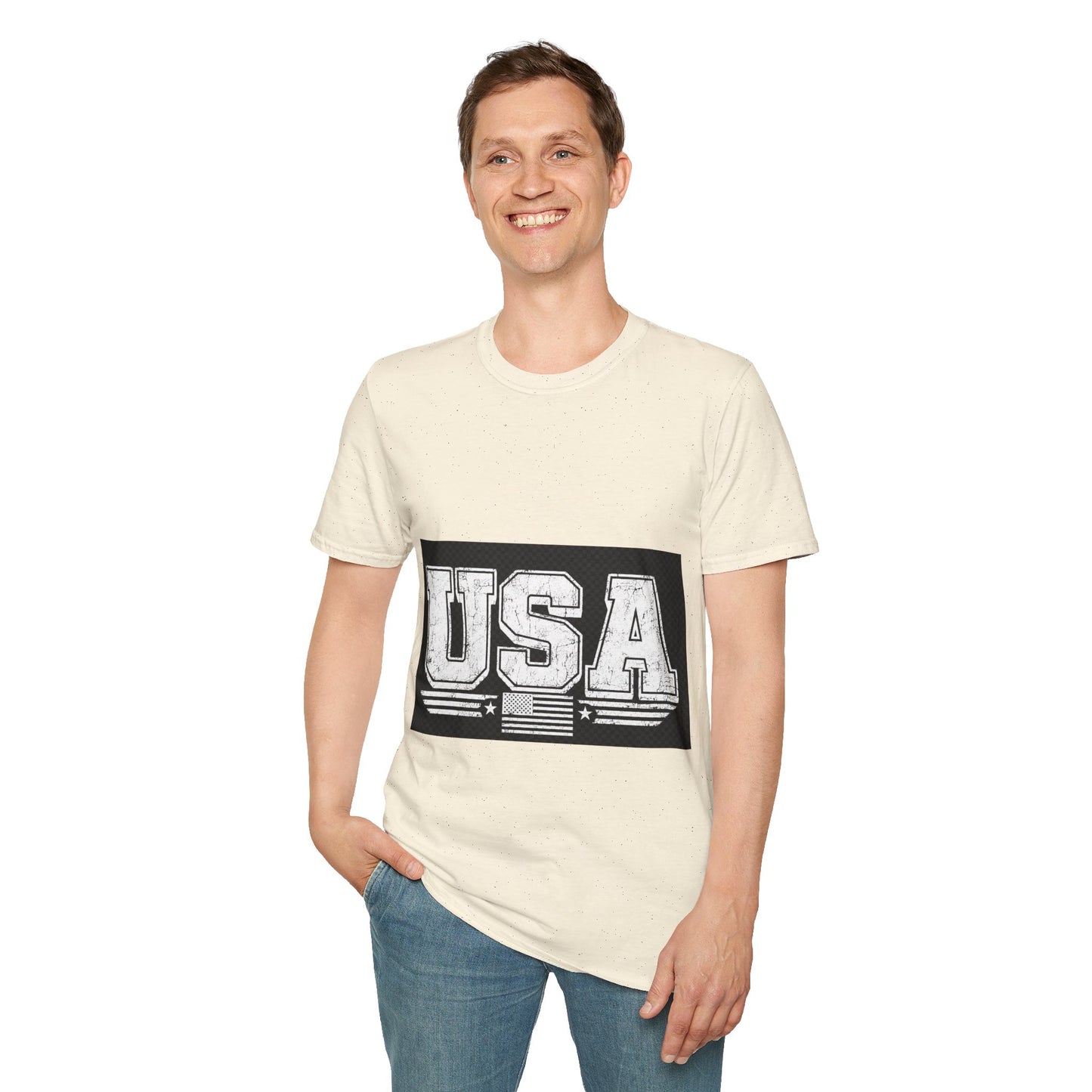 USA Vintage Block T-Shirt — Patriotic Americana Graphic Tee