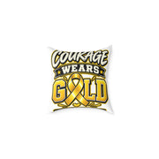 Courage Wears Gold Pillow — Childhood Cancer Awareness Throw Pillow