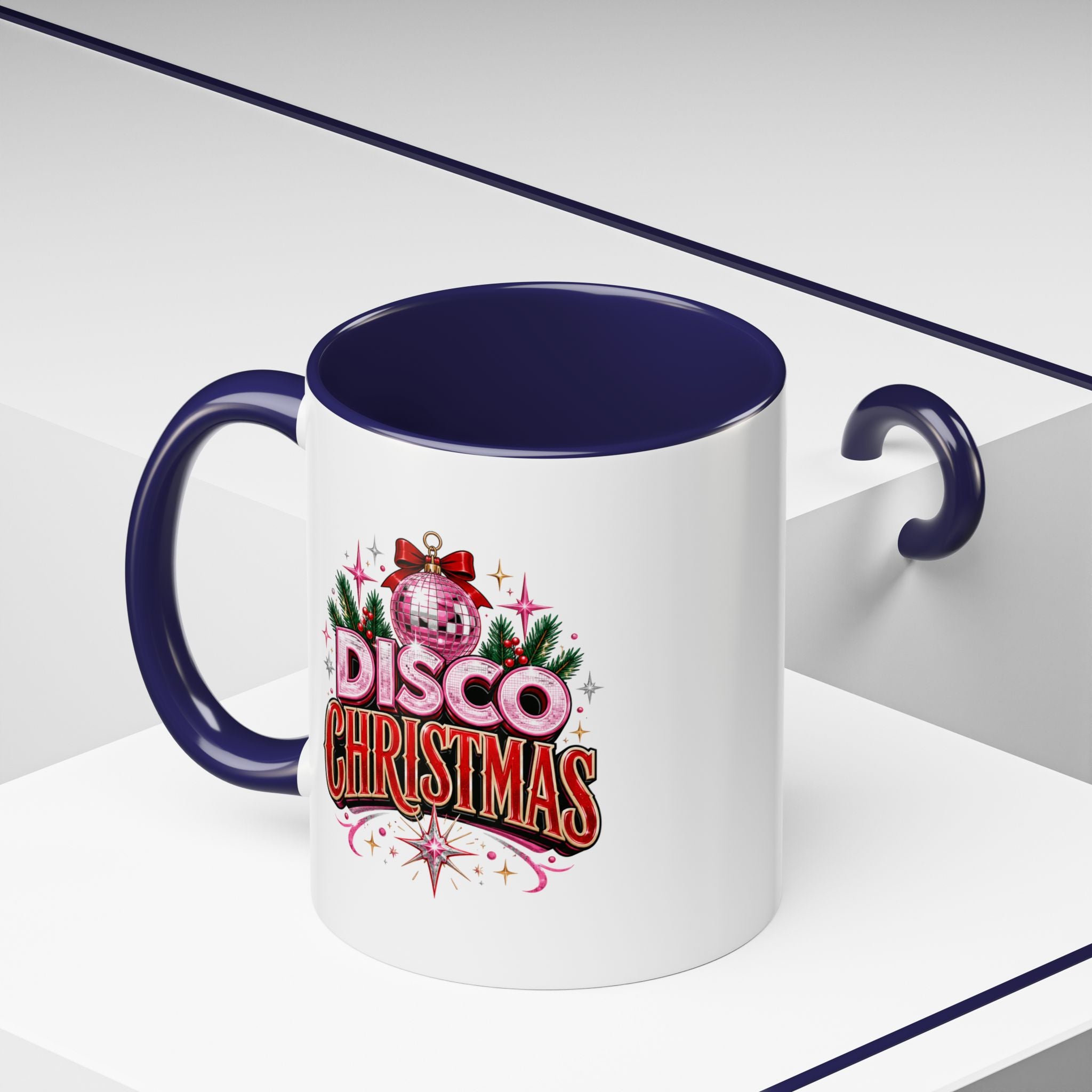 Disco Christmas Coffee Mug — Retro Holiday Disco Ball Christmas Tree Accent Mug