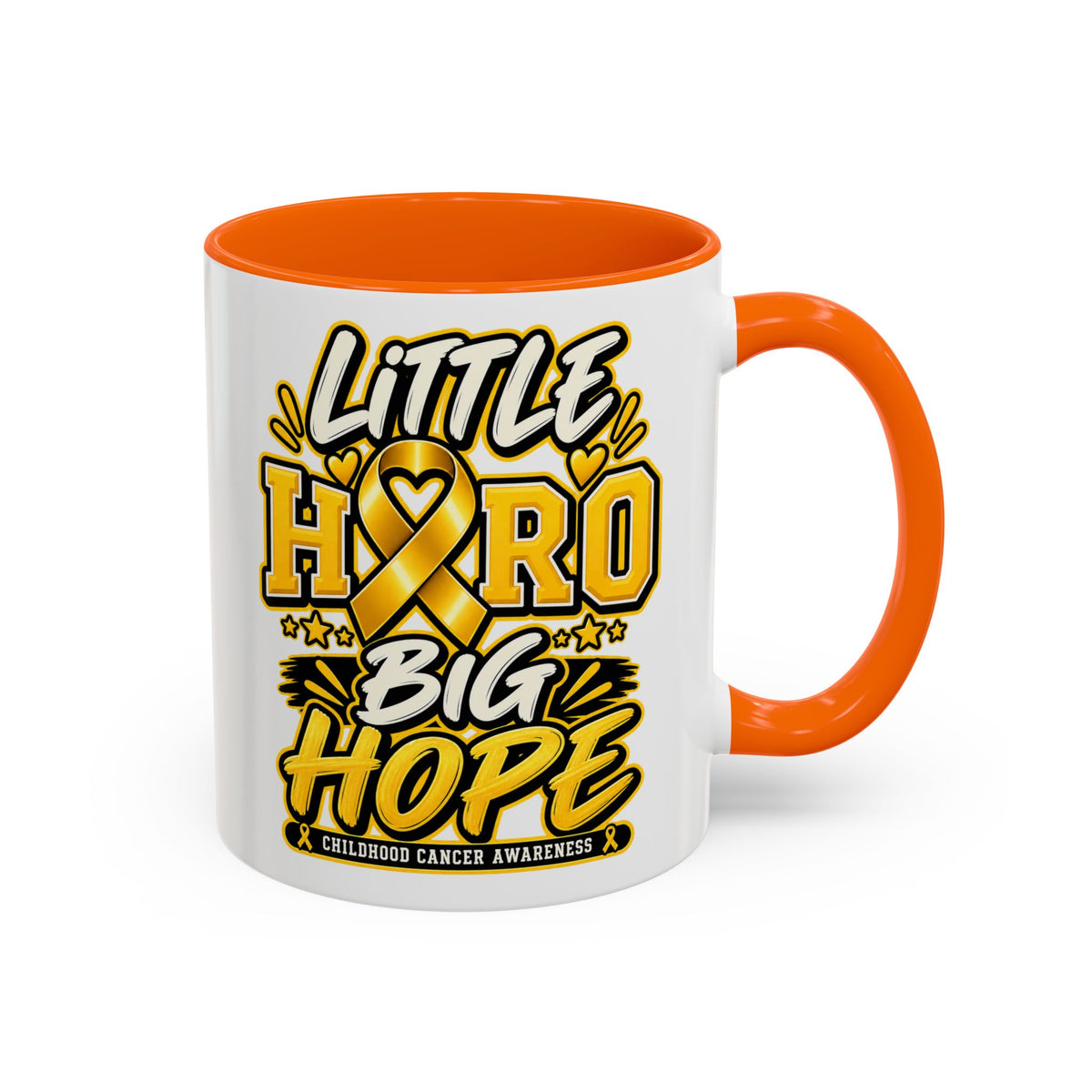 Little Hero Big Hope Coffee Mug — Childhood Cancer Awareness Accent Mug (11/15 oz)
