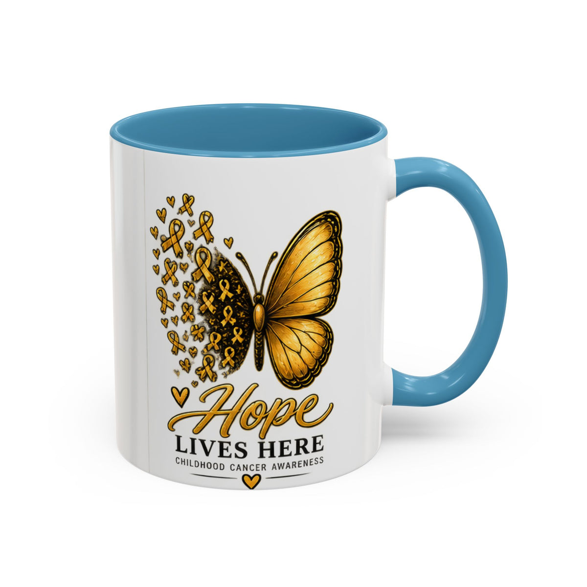 Hope Lives Here Childhood Cancer Awareness Accent Coffee Mug