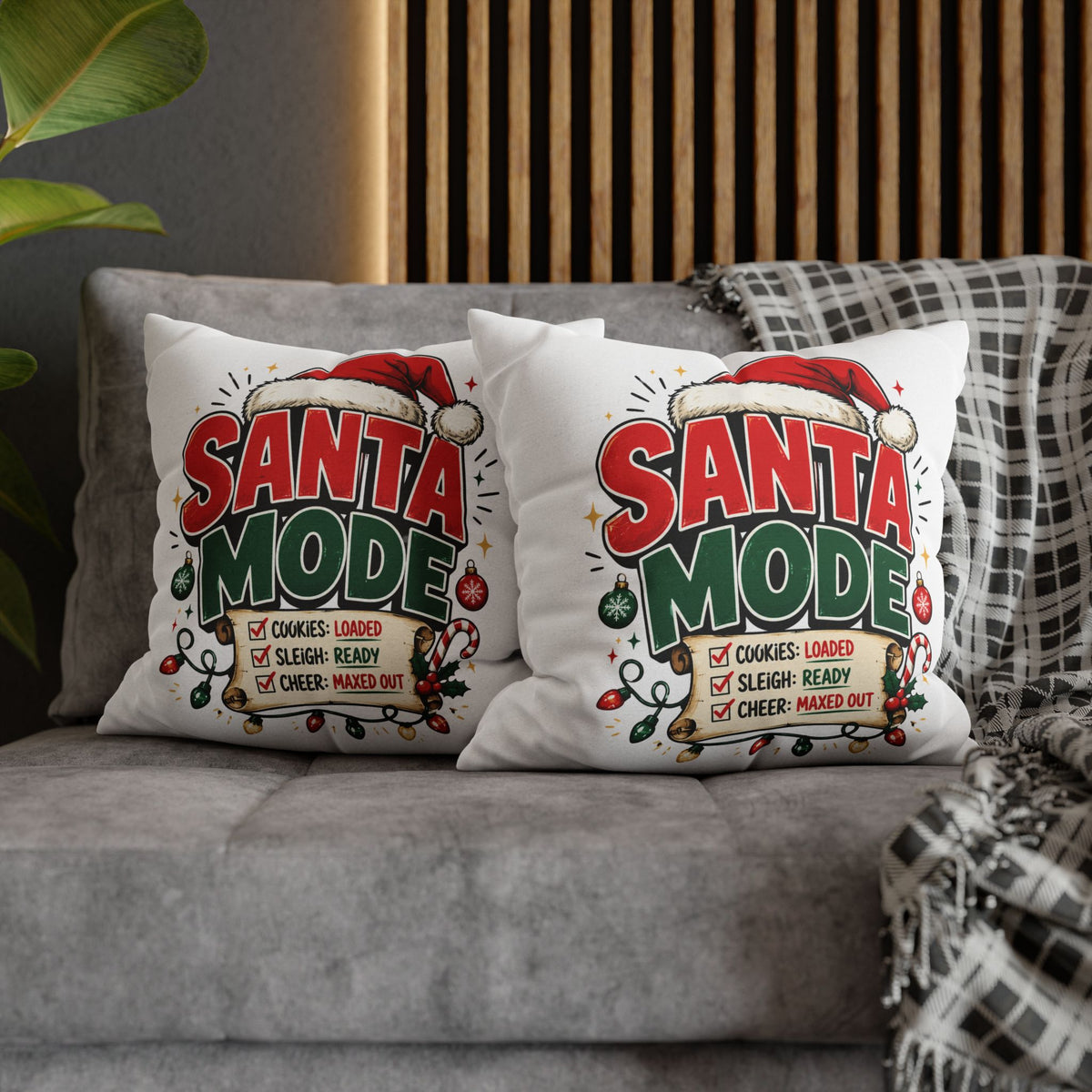 Christmas Santa Mode Holiday Throw Pillow — 'Santa Mode' Festive Decorative Pillowcase