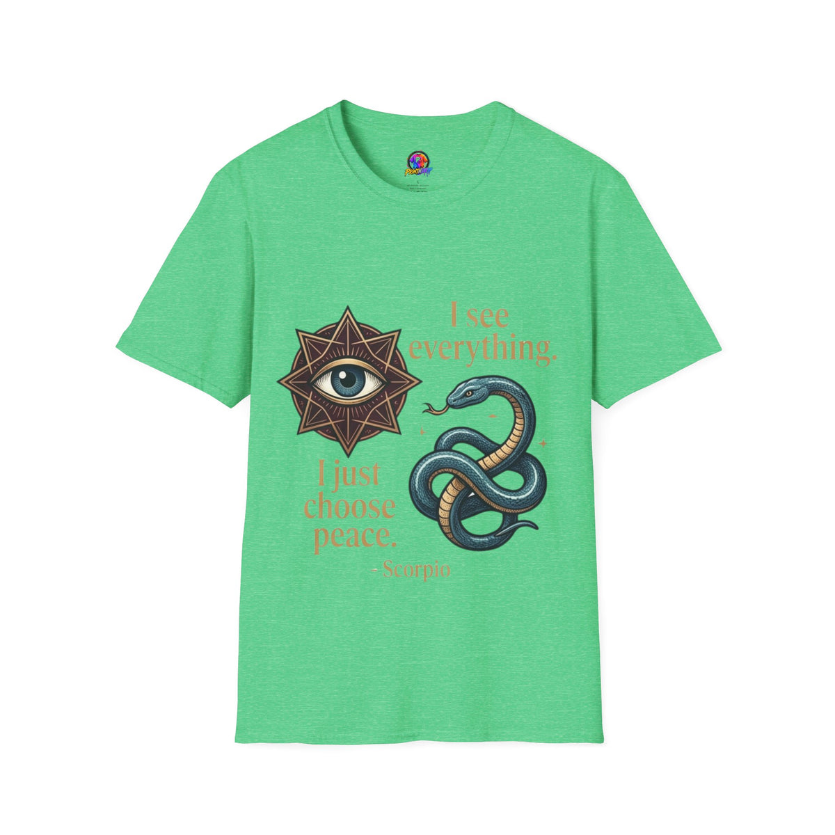Scorpio “I See Everything” Zodiac T‑Shirt — Astrological Snake & All‑Seeing Eye Design
