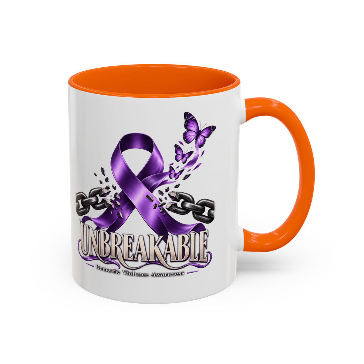 Unbreakable Purple Ribbon Coffee Mug —Domestic Violence Awareness Support Accent Mug