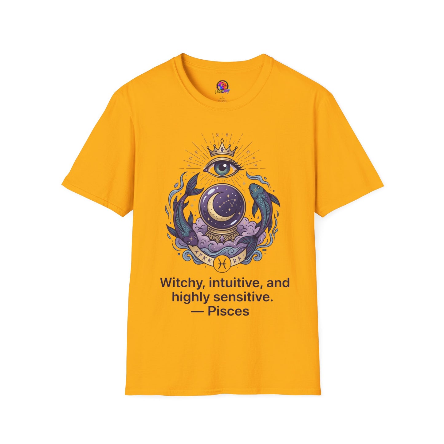 Pisces Mystic Eye T-Shirt — Witchy Astrology Moon & Crown Design