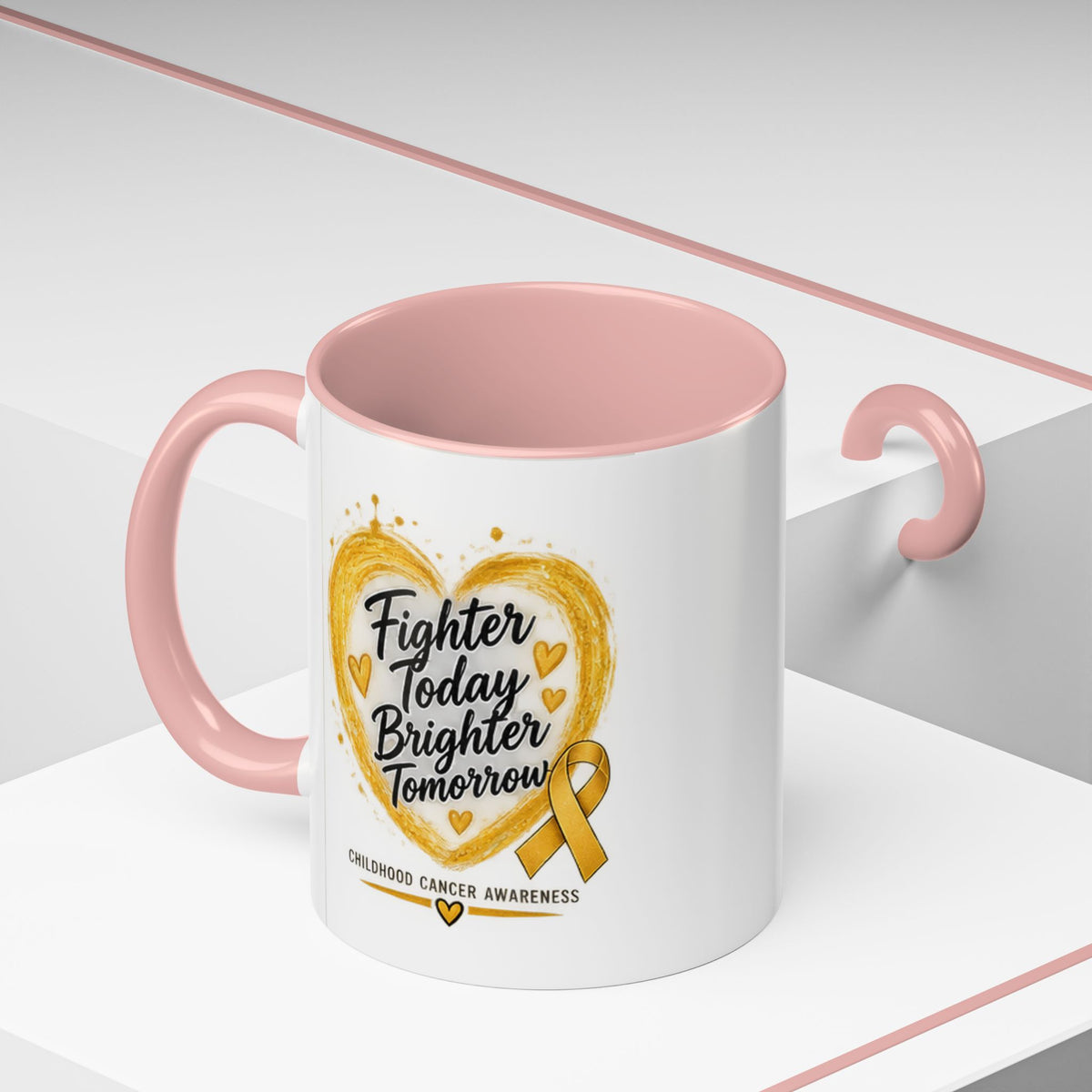 Childhood Cancer Awareness Coffee Mug – "Fighter Today Brighter Tomorrow" (Accent 11/15oz)