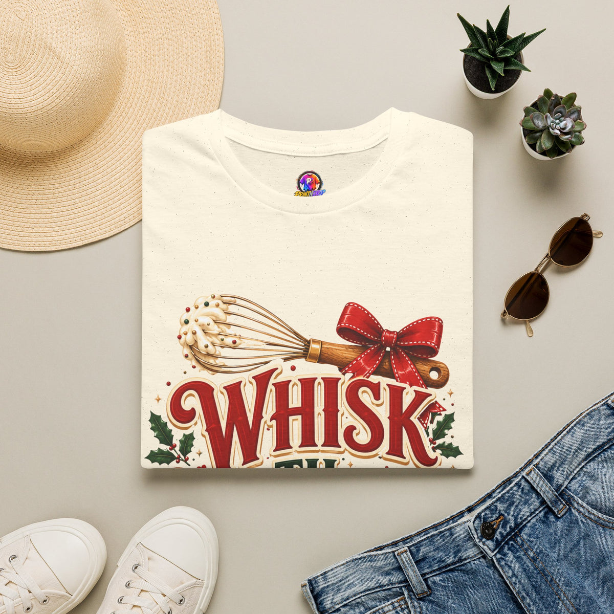 Christmas Baking T-Shirt — "Whisk 'Til Merry" Holiday Tee