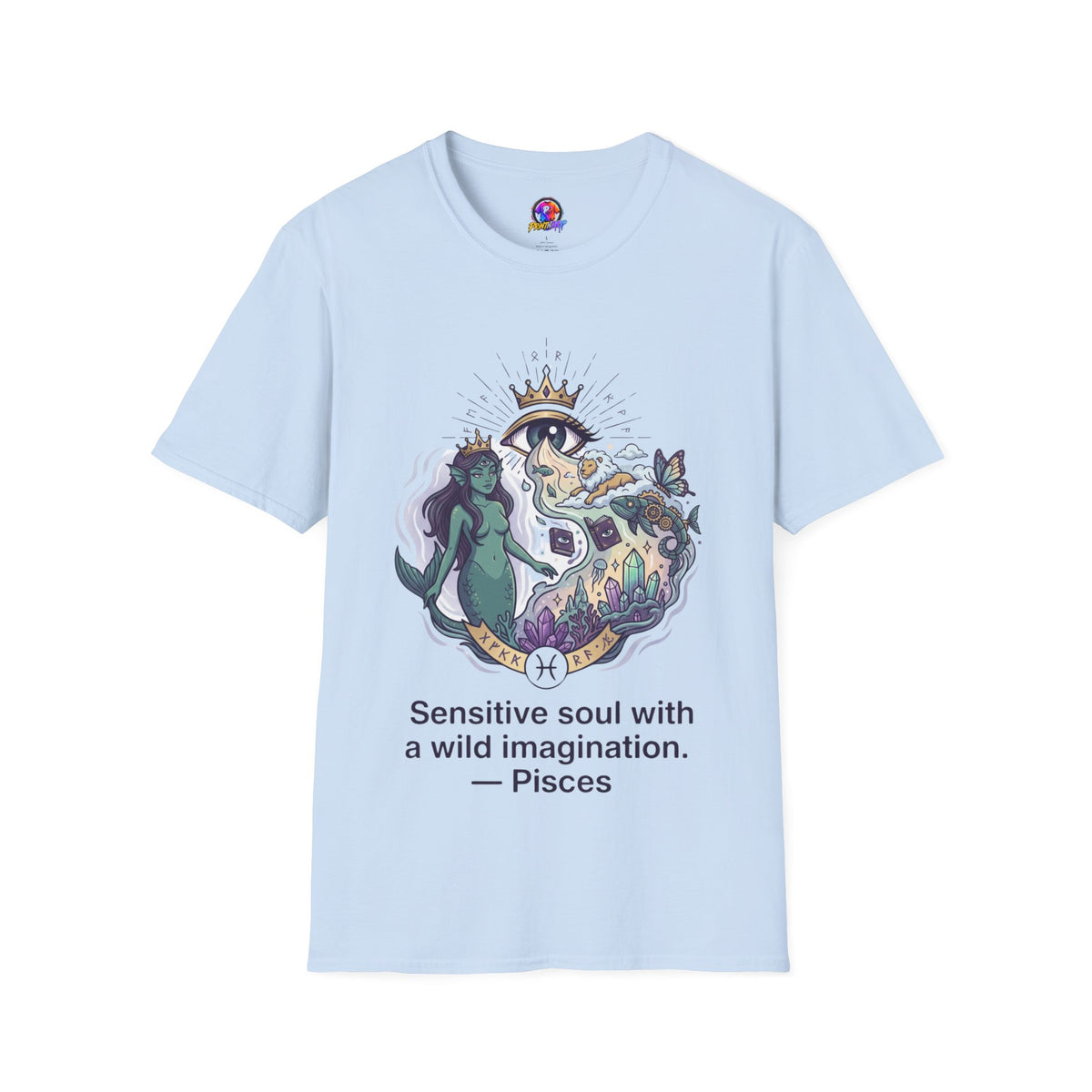 Pisces Zodiac Mystical Mermaid Art T-Shirt — "Sensitive soul with a wild imagination"