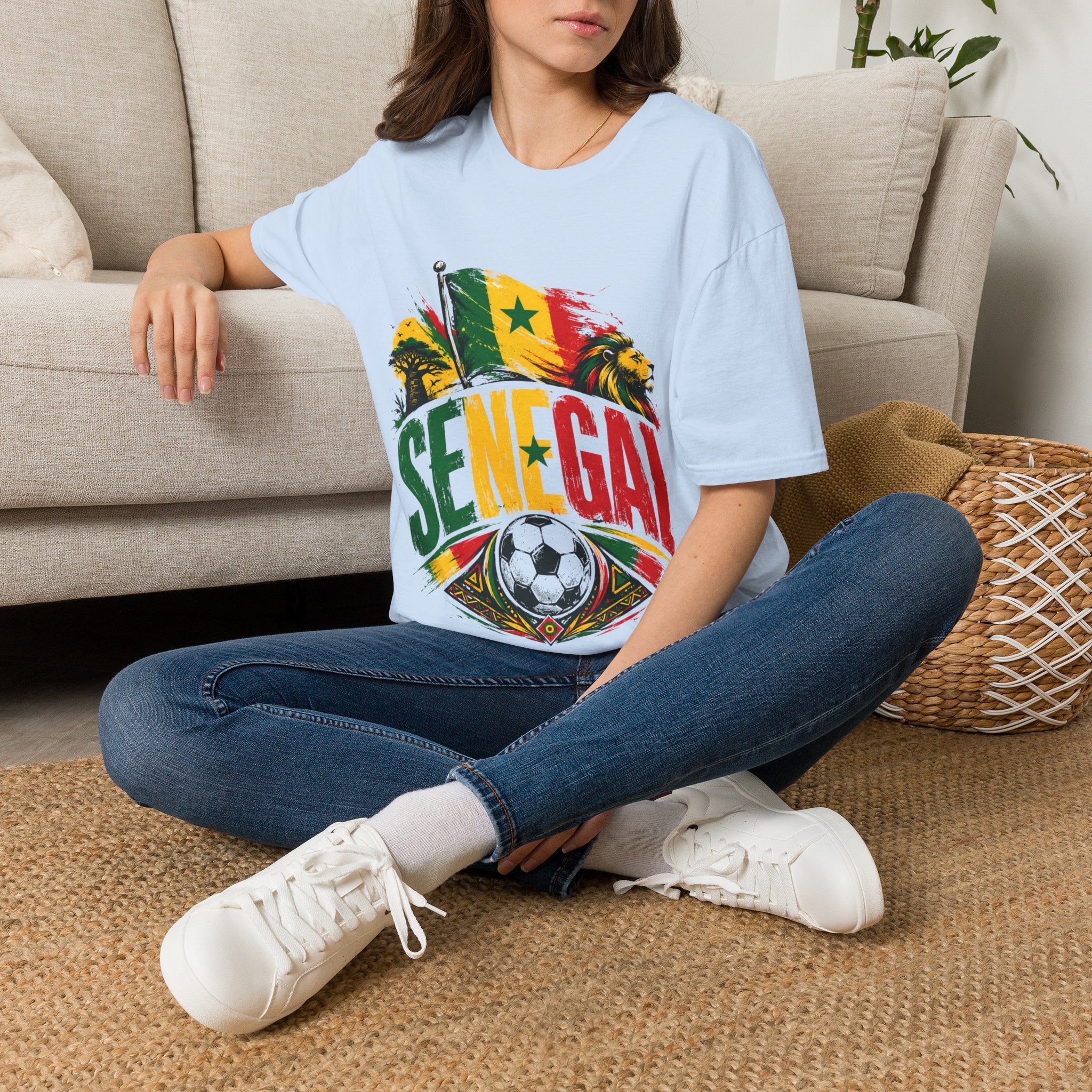 Senegal Flag Soccer T-Shirt — Lion & Football Pride Tee