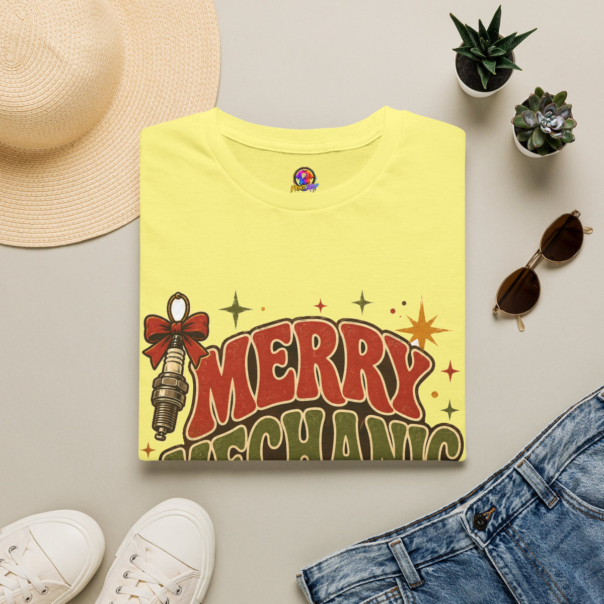 Merry Mechanic Mood T‑Shirt — Retro Holiday Auto Technician Gift