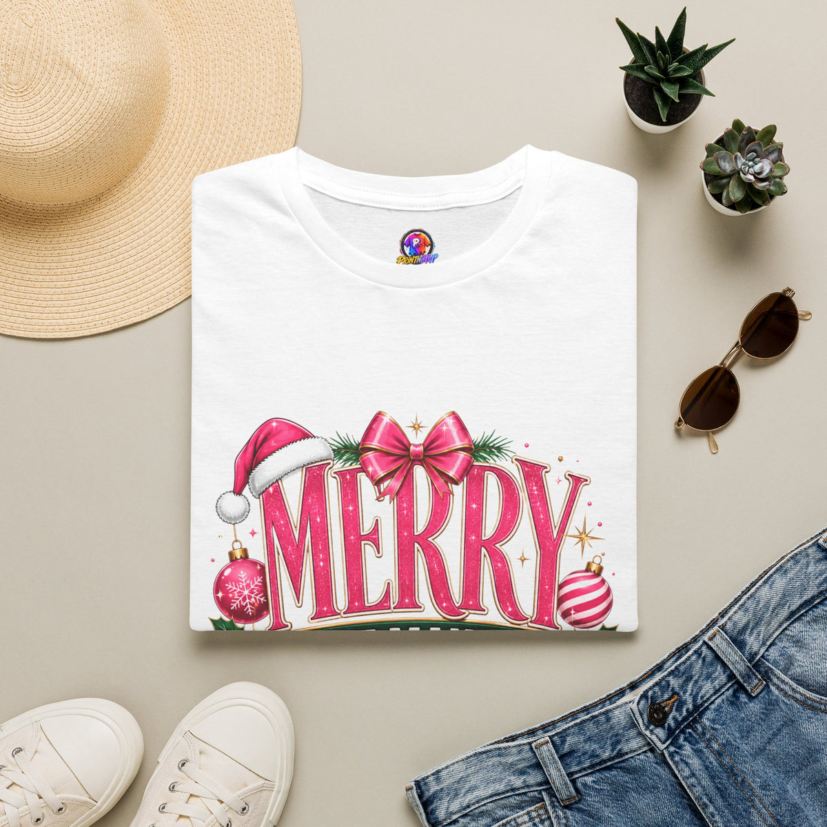 Christmas T-Shirt — "Merry But Make It Pink" Holiday Tee