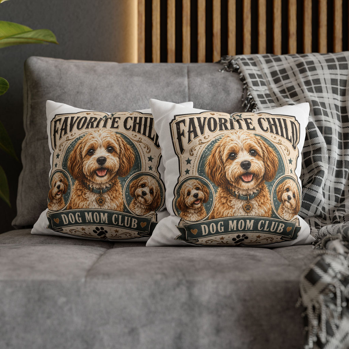 Dog Mom Pillowcase Milo Bailey Dog Dad Mom — "My Favorite Child" Spun Polyester Decorative Pillowcase