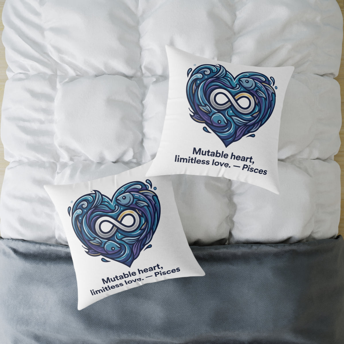 Pisces Zodiac Mutable Heart Limitless Love Square Poly Canvas Pillow