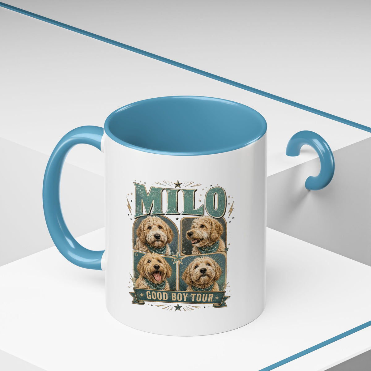 Milo Bailey Dog Dad Mom Milo 'Good Boy Tour' Accent Coffee Mug – Personalized Dog Lover Gift