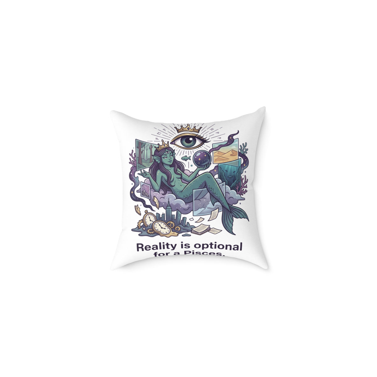 Pisces Zodiac Reality Is Optional Square Poly Canvas Pillow